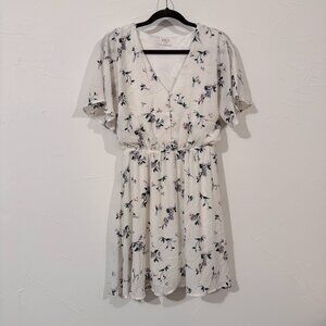 Sienna Sky Floral Mini Dress, Size L, White V-Neck Short Sleeve